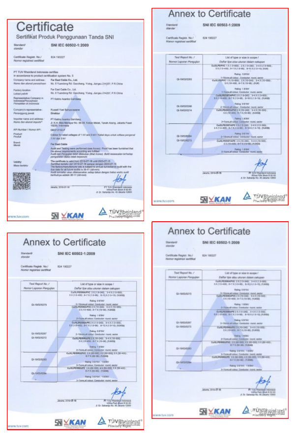 Far East Cable Obtains Indonesian National Standard (SNI...